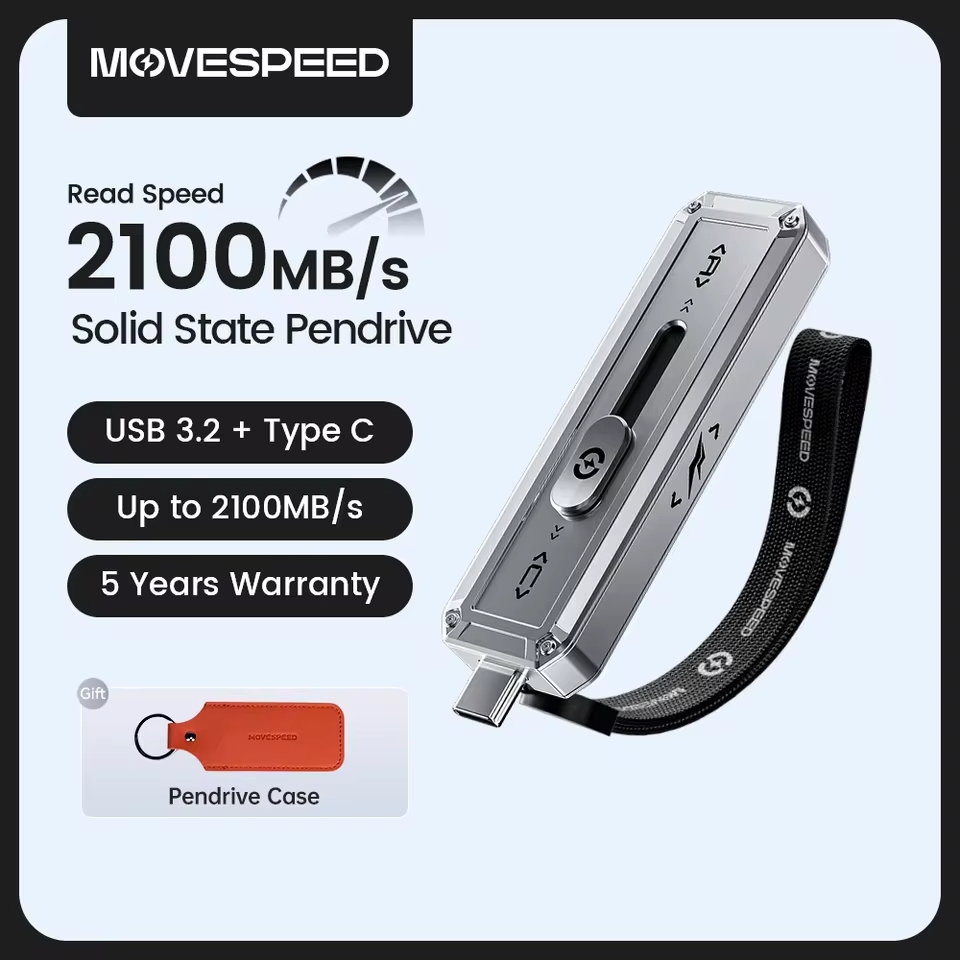 Movespeed - Clef USB 3.2 Gen 2 256Go 2100 MBs Type C + USB A